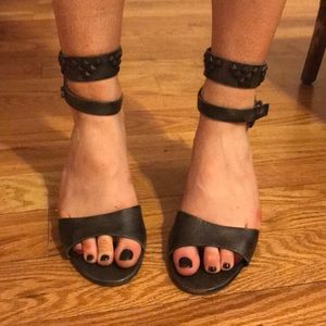 Studded leather heel sandals